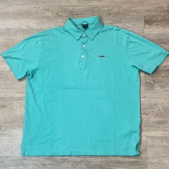 Patagonia Men’s Trout Fitz Roy Organic Cotton Short Sleeve Polo Size Medium - Picture 1 of 6